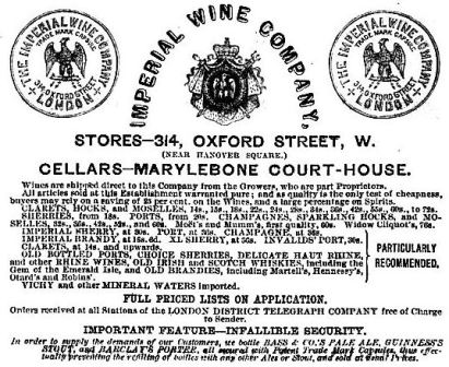 Imperial Wine by Telegraph 1862